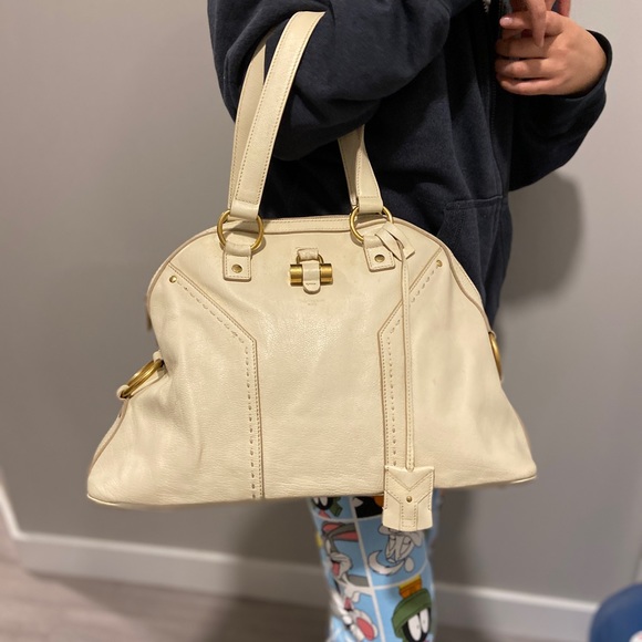 YSL Cream Leather Medium Muse Satchel - Picture 3 of 8